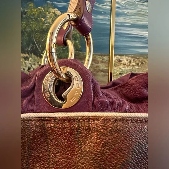 Etro Paisley Shoulder Bag purple leather - Picture 2 of 6
